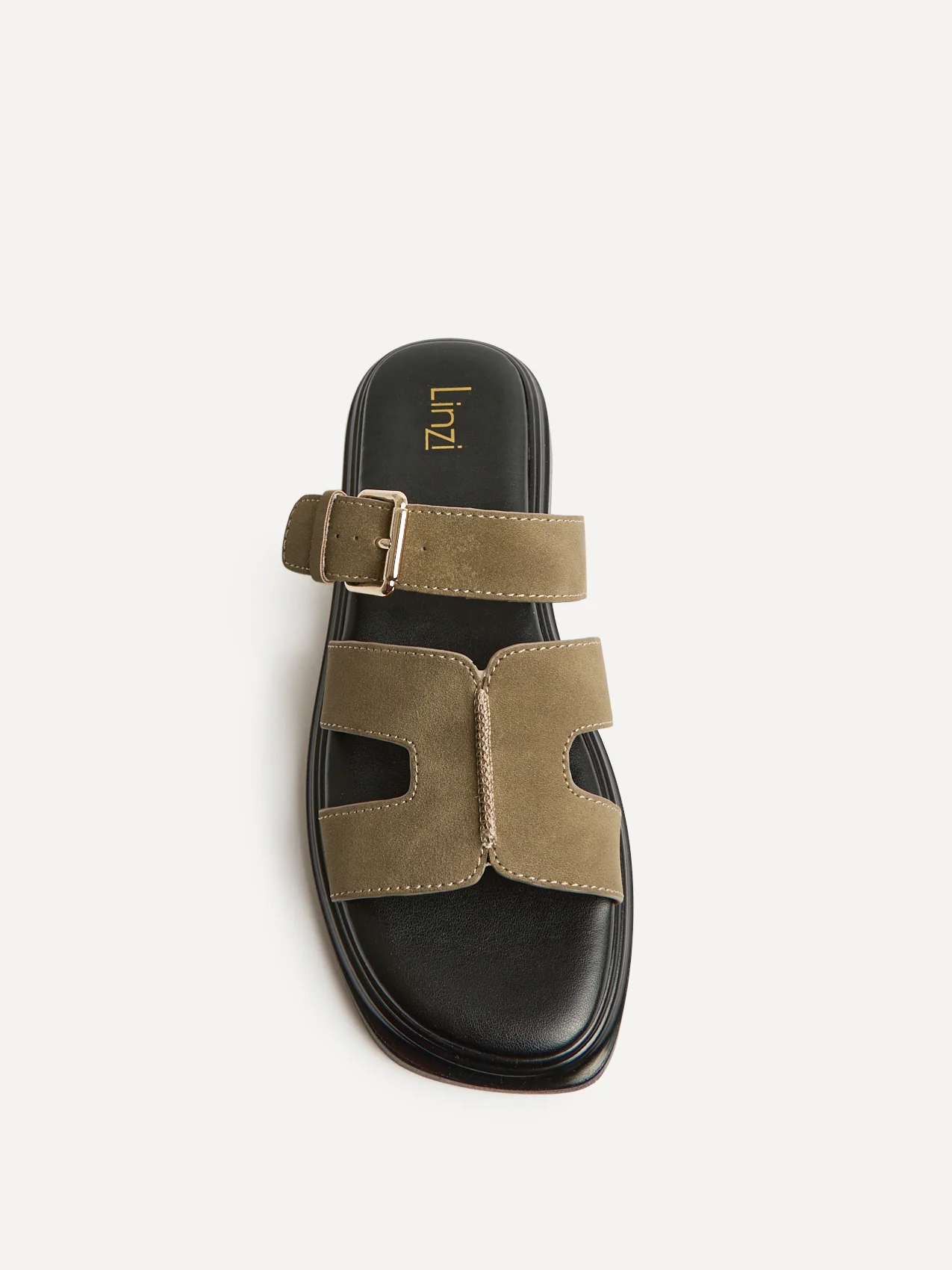 Zella Taupe Faux Suede Sandals - Image 4