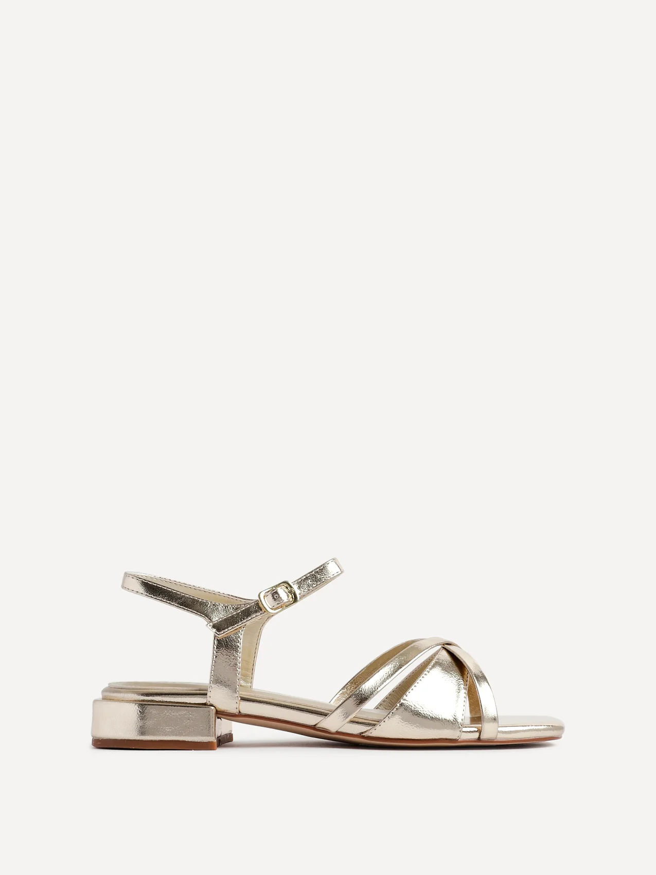 Zenna Gold Strappy Low Sandals - Image 2