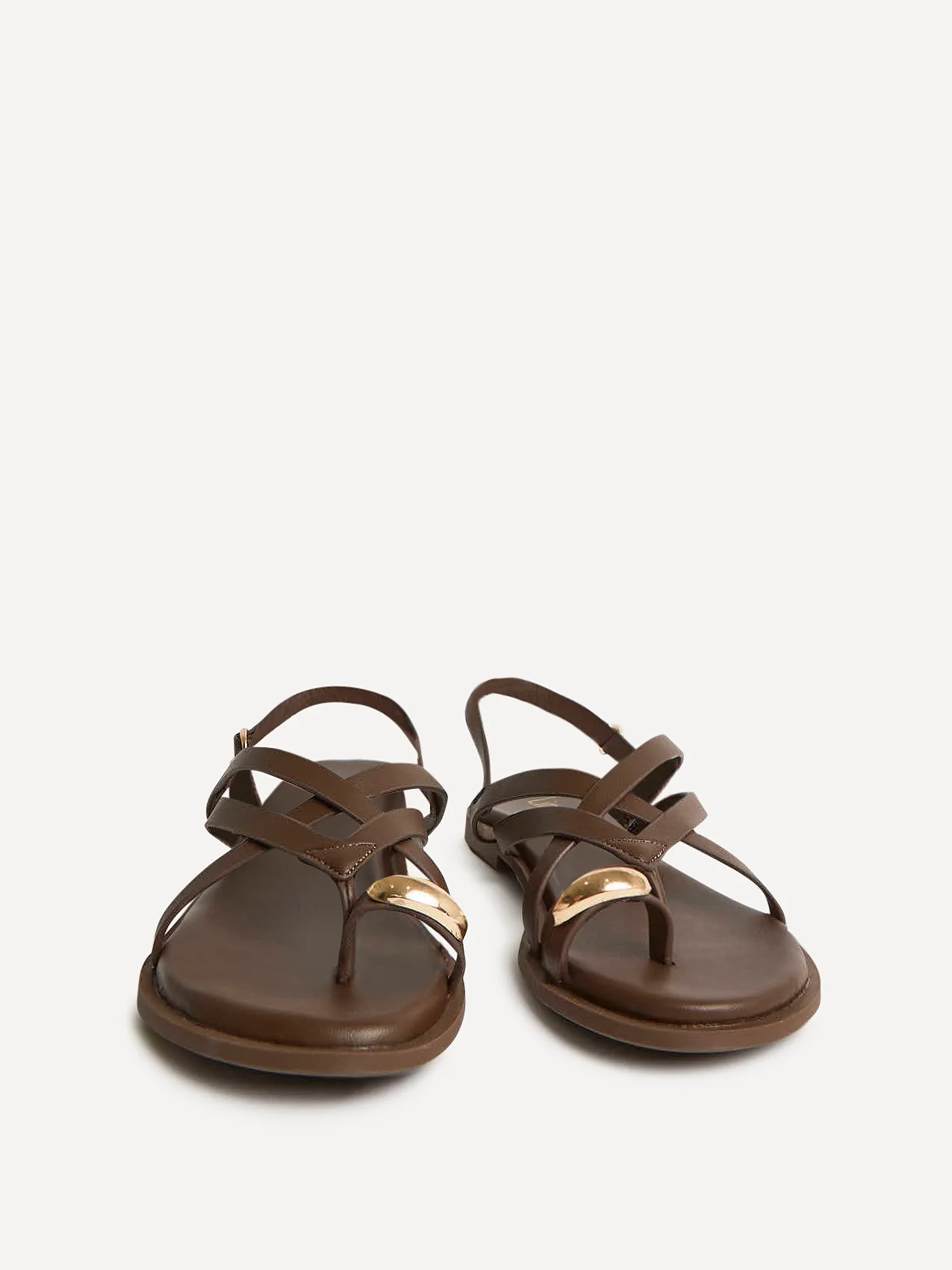 Zyra Brown Toe Ring Flat Sandals - Image 3